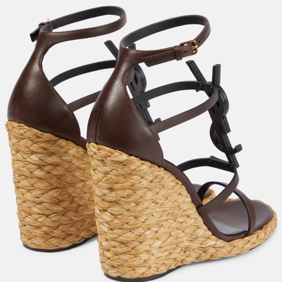 Saint Laurent Cassandra 105 Wedge Sandals - Picture 3 of 10